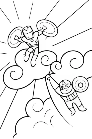 A coloring page of Iron Man and Captain America Coloring Page