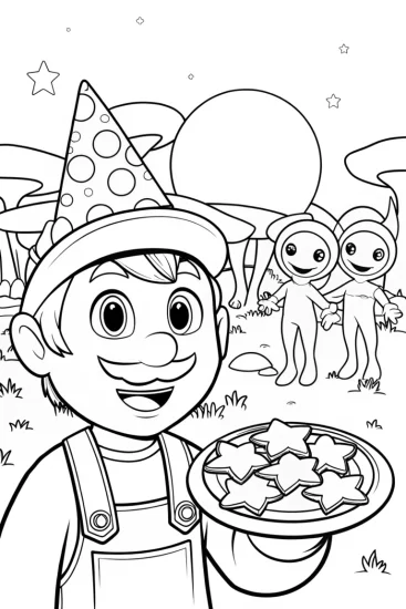 A coloring page of Luigi’s Cosmic Garden Party Coloring Page