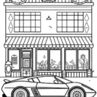 Lamborghini Adventure in a Retro Diner Coloring Page