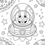 Creeper’s Cosmic Adventure Coloring Page