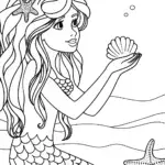 Mermaid’s Enchanted Fossil Find Coloring Page