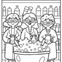 Rainbow High Students in a Magic Potion Lab Coloring Page