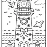 The Christmas Lighthouse Coloring Page