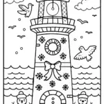 The Christmas Lighthouse Coloring Page