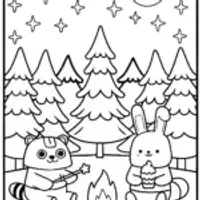 Pompompurin’s Cozy Campfire Night Coloring Page