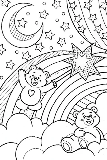 A coloring page of Care Bears Dreamy Starry Adventure Coloring Page