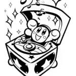 Kirby in the Enchanted Music Box Coloring Page