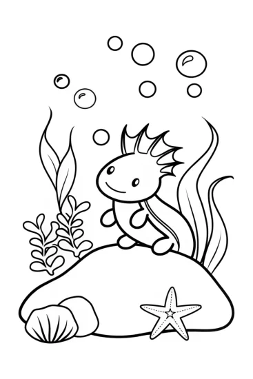 A coloring page of Axolotl’s Magical Mosaic Mural Coloring Page