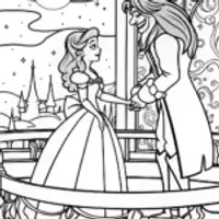 Belle and the Beast Enchanted Castle Coloring Page