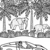 Lamborghini in a vibrant jungle race