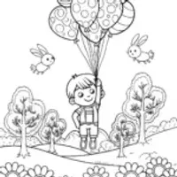 JJ and the Balloon Adventure Coloring Page
