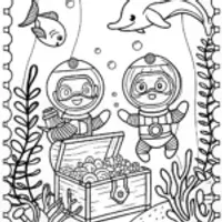 Bluey’s Underwater Treasure Hunt Coloring Page