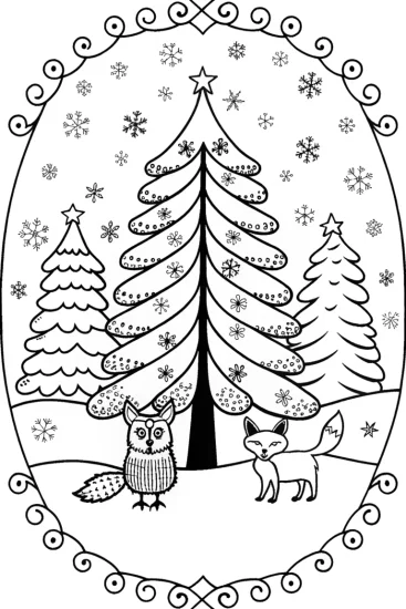 A coloring page of The Christmas Tree Guardians Coloring Page