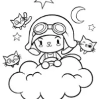 Gabby’s Whimsical Cat Adventure Coloring Page