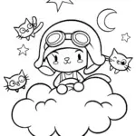 Gabby’s Whimsical Cat Adventure Coloring Page