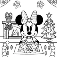 Minnie Mouse’s Cozy Christmas Crafting Coloring Page