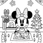 Minnie Mouse’s Cozy Christmas Crafting Coloring Page