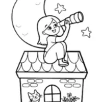 Gabby’s Feline Rooftop Adventure Coloring Page
