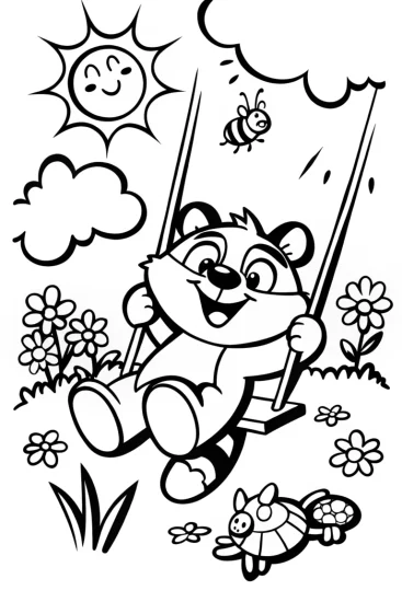 A coloring page of Rainbow Friends in the Garden of Giggles Coloring Page