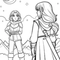Demon Slayers on a Mountain Coloring Page