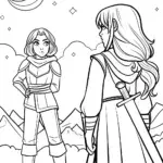 Demon Slayers on a Mountain Coloring Page