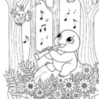 Charmander’s Musical Adventure Coloring Page