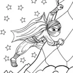 Ninja Starry Night Adventure Coloring Page