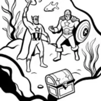 Avengers exploring the ocean depths coloring page