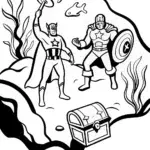 Avengers exploring the ocean depths coloring page
