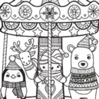 Joyful Winter Carousel Coloring Page