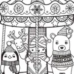 Joyful Winter Carousel Coloring Page