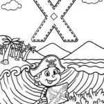 The Adventurous Letter ‘X’ Coloring Page