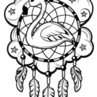 Flamingo Dreamcatcher Coloring Page