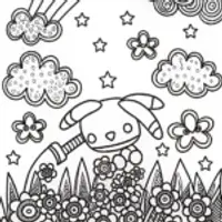 Cinnamoroll’s Dreamy Starry Garden Coloring Page