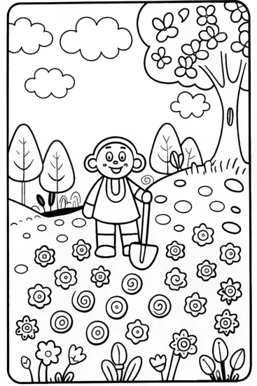 A coloring page of Creeper’s Forest Adventure Coloring Page