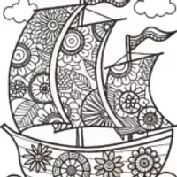 The Adventurous Floral Ship Coloring Page