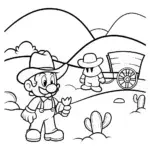 Mario’s Wild West Adventure Coloring Page