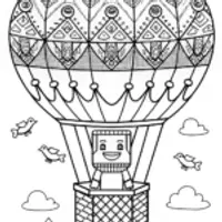Minecraft Character Hot Air Balloon Coloring Page