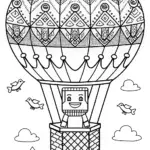 Minecraft Character Hot Air Balloon Coloring Page