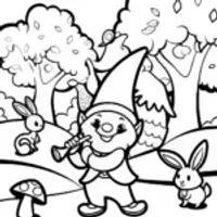 Gnome’s Magical Music Festival Coloring Page