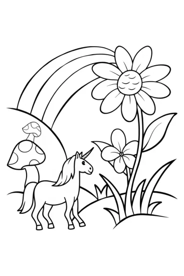 A coloring page of Rainbow Friends’ Magic Garden Adventure Coloring Page