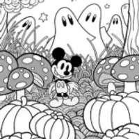 Mickey Mouse’s Enchanted Halloween Garden Coloring Page