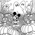 Mickey Mouse’s Enchanted Halloween Garden Coloring Page