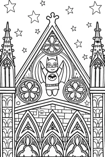 A coloring page of Batman and the Enchanted Gargoyles Coloring Page