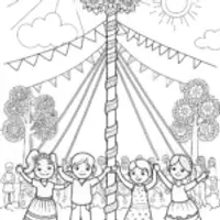 Summer Solstice Celebration Coloring Page