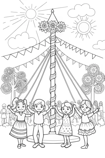 A coloring page of Summer Solstice Celebration Coloring Page