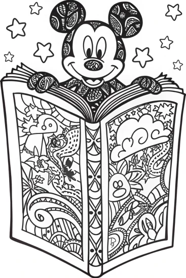 A coloring page of Mickey Mouse Storybook Adventure Coloring Page