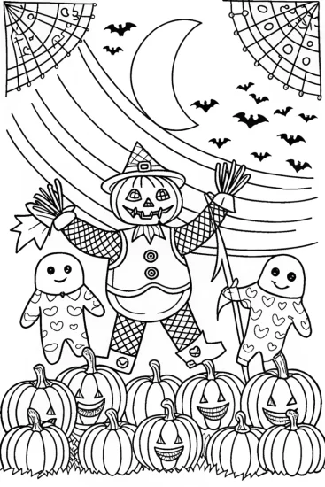 A coloring page of Bowser’s Spooky Harvest Festival Coloring Page