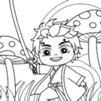 Demon Slayer Sparring in the Glade Coloring Page