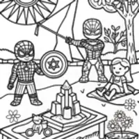 Avengers Assemble at the Park Coloring Page